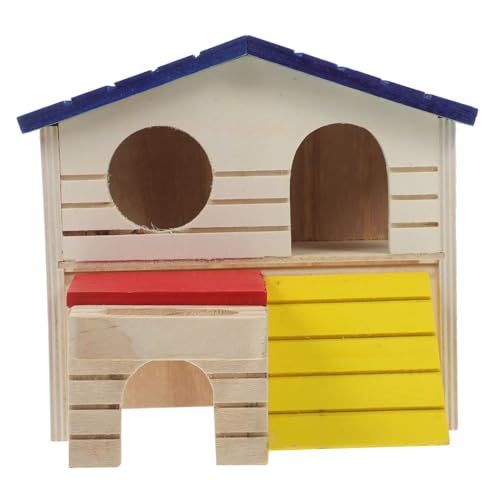 Kisangel Hamstervilla Hamster Spielplatz Hamster Hamster zubehör Hamster Versteckhaus mit Dach Hamster Kletterhaus Hamsterkäfig Hamster-Minihütte Hamster-Kletterversteck hölzern von Kisangel