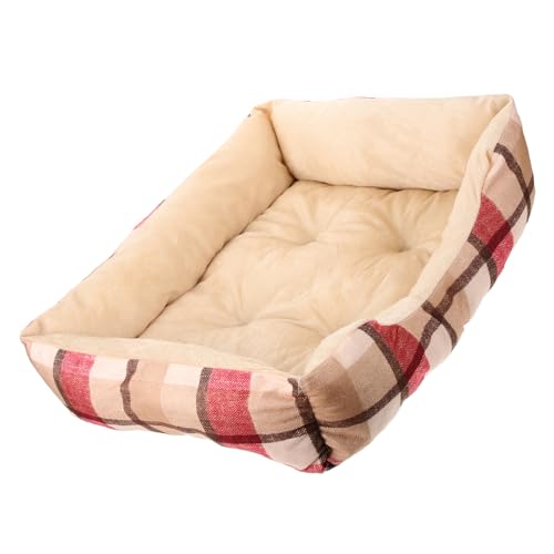 Kisangel Haustierbett winterhaus pet Bed Dog Bed cat cave Katze schlafkissen Schlafbett für Katzen Katzenbetten Hundebett Katzenschlafbett im Weihnachtsstil Tierruheversorgung Baumwolle rot von Kisangel