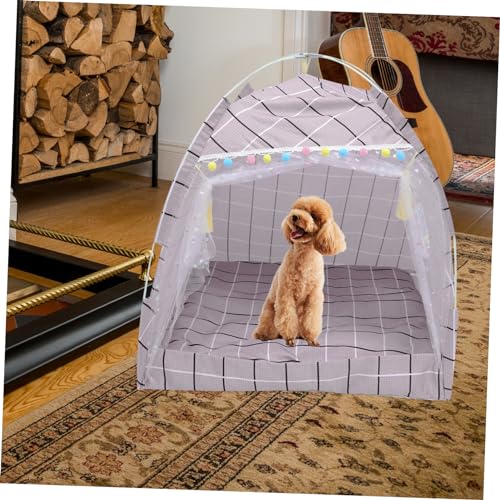 Kisangel Haustierzelt Sommerzelt für Katzen Indoor-Zelte pet Teepee haustierbett Zwinger Zeltbett für Haustiere Schlafzelt für Haustiere faltbar Hund Katze Kätzchen Hundezelt Glasfaser von Kisangel