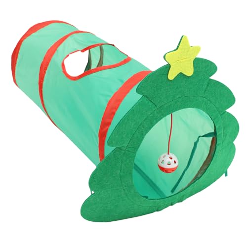 Kisangel Weihnachtstunnelspielzeug für Katzen Katzentunnel und Spielzeug Zum Spielen Im Innenbereich Polyester-haustiertunnel Weihnachtsbaum-Design Kätzchenspielzeug für Den Innenbereich von Kisangel