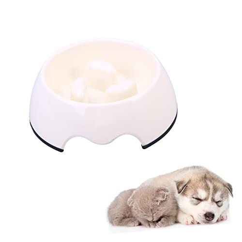 Kisangel Katzen und Hunde Futterspender für Haustiere pet Bowl Hunde kotbeutel Futternapf für langsame Fütterung Anti-Choke-Haustiernapf Anti-Ersticken Zubringer Slow-Food-Bowl Weiß von Kisangel