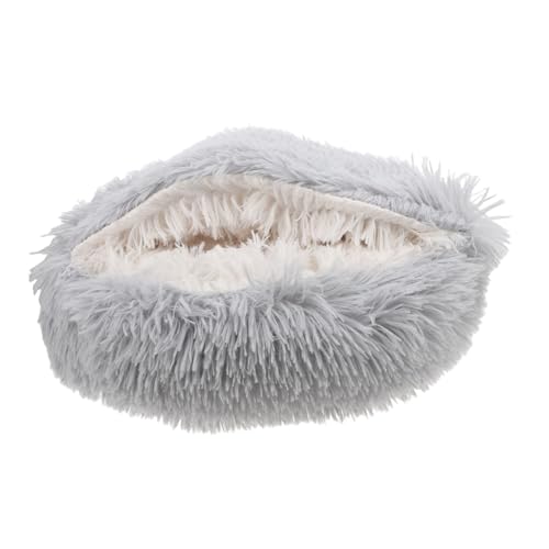 Kisangel Katzenbetthöhle Winterkatzennestbett Plüschkatzenschlafbett Mit Kapuze Flauschiges Katzen-wärmebett Mit Kapuze Katzenbett Mit Abdeckung Kätzchen Schlafbett Plüsch- Grey von Kisangel