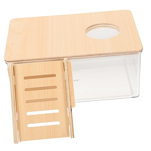 Kisangel Transparente Hamster Sand Badebox Aus Acryl Mit Holzleiter Ideal Für Rennmäuse Sicheres Sandbaden Leicht Zu Reinigen Perfekt Für Das Hamster Terrarium Oder Den Transport von Kisangel