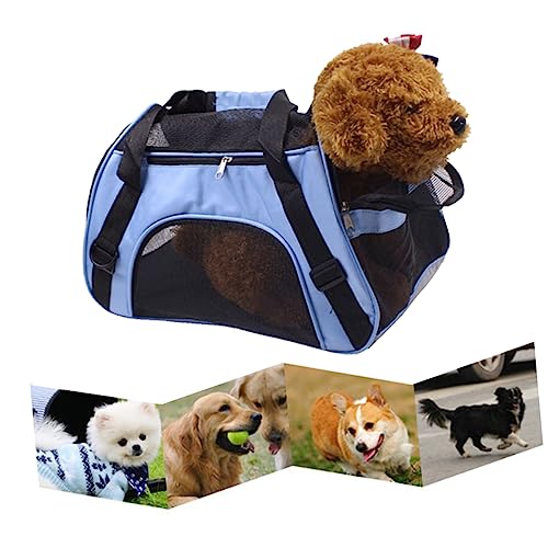 Kisangel Transportbox für Hunde Blaue Transportbox für Haustiere Kleiner Haustierträger Tragetasche für Haustiere Hund Tragetasche Hündchen Haustierkäfig Gurt Katzenkäfig Haustiertasche von Kisangel