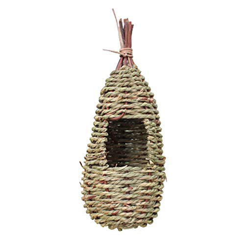 Kisangel Nistkästen für Vögel Vogelhäuschen-Ornament Aus Stroh Aus Gras Gewebt Vogelnistkasten 10 X 10 X 25 cm Papageiennistkasten Hängendes Vogelhäuschen Lockt Vögel in Den Garten von Kisangel