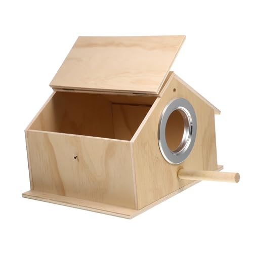 Kisangel Vogelnest Hängendes Vogelhaus Mini-Spielzeug Vogelzubehör Garten Vogelhaus Käfig Für Nymphensittiche Haustier Spielzeug Haustier-Vogel-kit Sittichkäfig Light Brown Hölzern von Kisangel