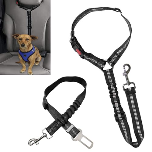 1 x einziehbarer Hunde-Sicherheitsgurt, Autogeschirr mit Elastizität, um 360 Grad drehbar, Hundeleine, Hundetrainingsgurt, verstellbarer Sicherheitsgurt für Haustiere (schwarz) von Kisbeibi
