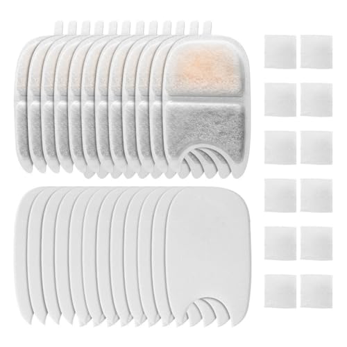 Kissmii 12er-Set Ersatzfilter und Schwämme für 135 FL Oz/4L Katzentrinkbrunnenfilter, Dreifachfiltration, Haustiertrinkbrunnenfilter von Kissmii