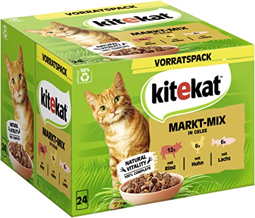 KITEKAT™ Portionsbeutel Multipack Vorratspack Markt-Mix in Gelee 1 x 24x85g von Kitekat