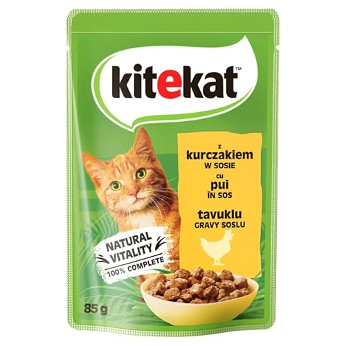 KITEKAT Portionsbeutel mit Huhn in Sauce Nassfutter für Katzen 10x85g von Kitekat