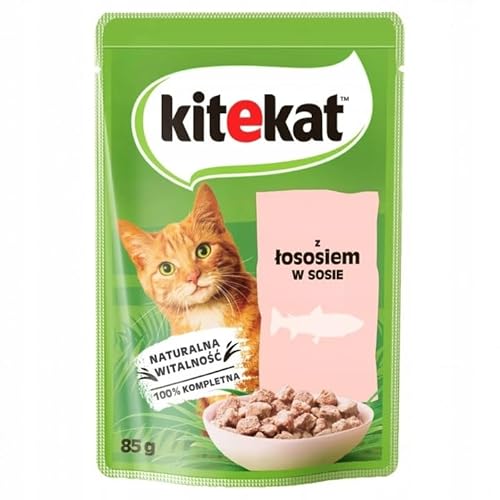 KITEKAT Portionsbeutel mit Lachs in Sauce Nassfutter für Katzen 10x85g von Kitekat