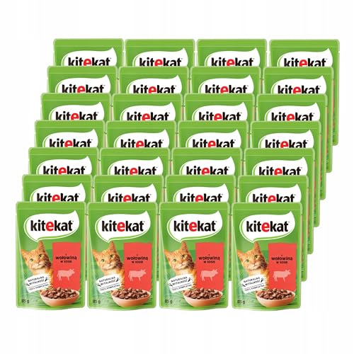 KITEKAT Portionsbeutel mit Rind in Sauce Nassfutter für Katzen 28x85g von Kitekat