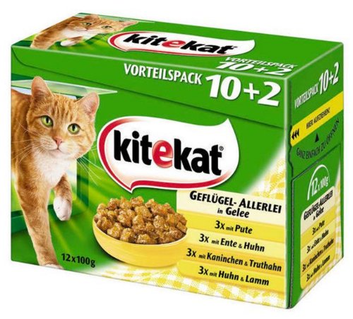 Kitekat Multipack in Gelee Frischebeutel Multivorteilspack 12 x 100 g 4 x Multipack Geflügel Allerlei von Kitekat