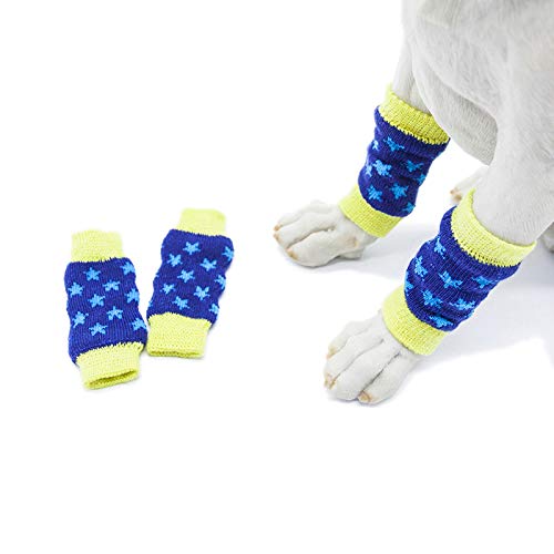 Haustier-Knieschoner, Winter-Knieprotektoren, Haustiersocken für Katzen und Hunde unter 13 kg (L (3,6–5,9 kg), blaue Sterne) von Kitipcoo