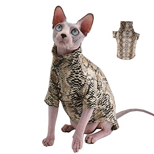 Limited Edition Cool Sphynx Haarlose Katze Sommer Schlangenhaut Muster Baumwolle T-Shirts Haustierkleidung Rundkragen Weste Kätzchen Shirts ärmellos Katzen & kleine Hunde Bekleidung (XL (4-5 kg) von Kitipcoo