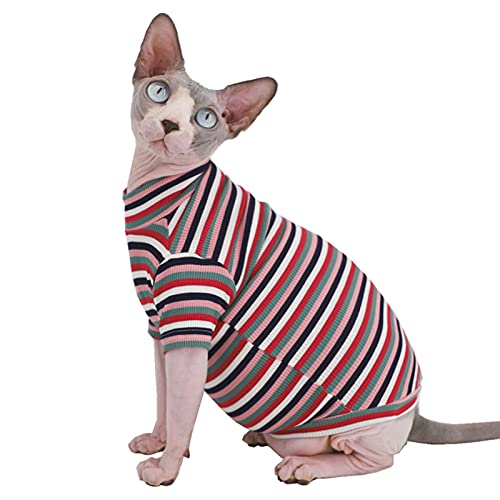 Sphynx Haarlose Katze, niedlich, atmungsaktiv, Sommer-T-Shirt, Baumwolle, Rundhalsausschnitt, ärmellos, für Katzen und kleine Hunde, Größe XL (4,1–5,5 kg), Rose in Dark) von Kitipcoo