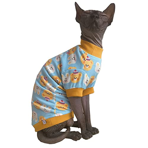 Sphynx Haarlose Katze, niedliches Sommer-T-Shirts, Haustierkleidung, Rundkragen, Kätzchen-Shirts, Katzenbekleidung (Bär und Hase, Größe L (1 Stück) von Kitipcoo