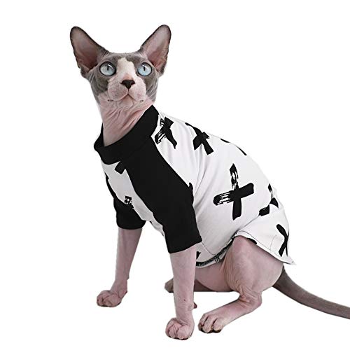 Sphynx Haarlose Katze niedlich atmungsaktiv Sommer Baumwolle T-Shirts Milchflasche Muster Haustierkleidung Rundkragen Weste Kätzchen Shirts ärmellos Katzen & kleine Hunde Bekleidung (M (1.8-2.5 kg) von Kitipcoo