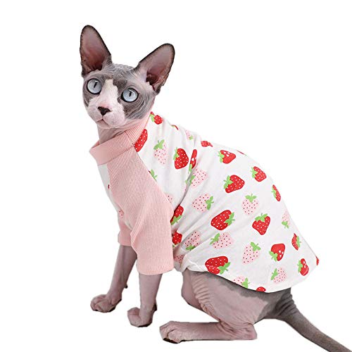 Sphynx Haarlose Katze niedlich atmungsaktiv Sommer Baumwolle TShirts Milchflasche Muster Haustierkleidung Rundkragen Weste Kätzchen Hemden Ärmellos Katzen & kleine Hunde Bekleidung (XXLarge, von Kitipcoo