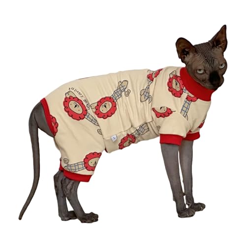 Sphynx Katzen-Pyjama aus Baumwolle mit vier Beinen, elastisch, Haustierkleidung für haarlose Katzen, Chirurgie, Genesungsanzug, Katzenunterhemd, thermisch, haarlos, Katzenkleidung für Sphynx, Devon, von Kitipcoo