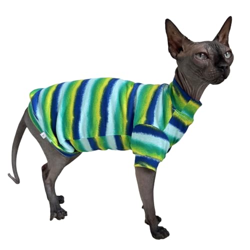 Sphynx Katzen-T-Shirt, Baumwolle, haarlos, Katzen-Sweatshirt, Rundkragen, Kätzchen, Weste, Katzen und kleine Hunde, Größe M (2,5–3 kg) von Kitipcoo