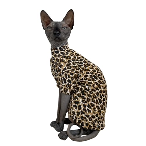 Sphynx Katzen-T-Shirt, Baumwolle, unbehaart, für Haustiere, Kätzchen, Kleidung, runder Kragen, Kätzchen, Weste, Katzen und kleine Hunde, (Jaguar, Größe L (3,5–4,5 kg)) von Kitipcoo