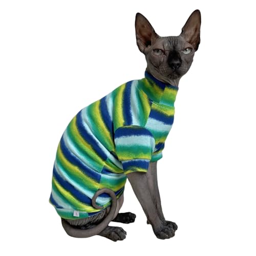 Sphynx Katzen-T-Shirt, Baumwolle, unbehaart, für Haustiere, Kätzchen, Kleidung, runder Kragen, Kätzchen, Weste, Katzen und kleine Hunde (Reflexion, Größe S (1,5–2 kg)) von Kitipcoo