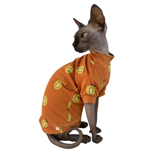 Sphynx Katzen-T-Shirt, elastisch, haarlos, Katzen-Sweatshirt, Rundkragen, Kätzchen, Weste, Katzen und kleine Hunde, Größe XXL (5,7–6,8 kg) von Kitipcoo