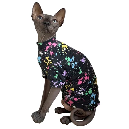 Sphynx Katzen-T-Shirts, elastisch, haarlos, Katzen-Sweatshirt, Rundkragen, Kätzchen, Weste, Katzen und kleine Hunde, Größe M (2,5–3 kg) von Kitipcoo
