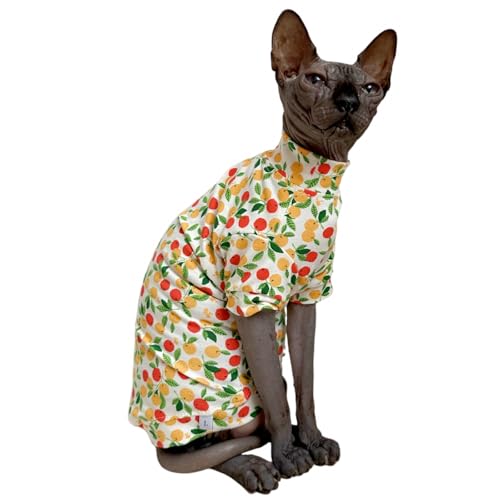 Sphynx Katzen-T-Shirts, elastisch, haarlos, Katzen-Sweatshirt, Rundkragen, Kätzchen, Weste, Katzen und kleine Hunde, Kumquat, Größe L (3,5–4,5 kg) von Kitipcoo