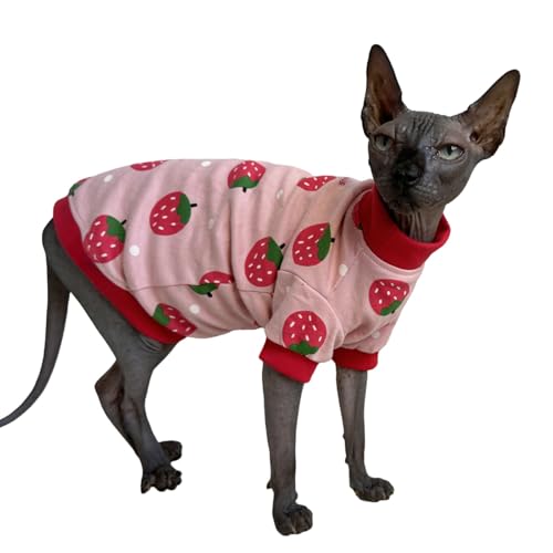 Sphynx Katzenkleidung, Weste, haarlos, Katzen-T-Shirt, Kätzchen, Kätzchen, Weste, Katzen und kleine Hunde, Erdbeere, Größe XS von Kitipcoo