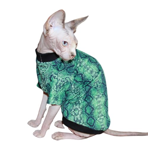 Sphynx Katzenkleidung, Weste, haarlos, Katzen-T-Shirts, Kätzchen, Kätzchen, Weste, Katzen und kleine Hunde, Bekleidung (Schlangenmuster, Rundhalsausschnitt, Größe L) von Kitipcoo