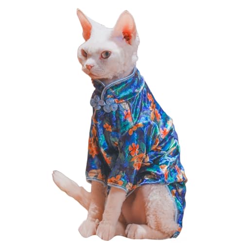 Traditional Culture Sphynx Baumwoll-T-Shirt, haarlos, Katzenkleidung, Haustierpullover, Katzenweste, Haustierkleidung, Kätzchen-Shirts, Katzen und kleine Hunde, Größe XXL (5,9–6,8 kg) von Kitipcoo