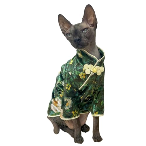 Traditional Culture Sphynx Katzen-T-Shirt, haarlos, Baumwolle, Katzenkleidung, Haustierpullover, Katzenweste, Haustierkleidung, Kätzchen-Shirts, Katzen und kleine Hunde, Kamelie, Größe XXL (5,9–6,8 von Kitipcoo