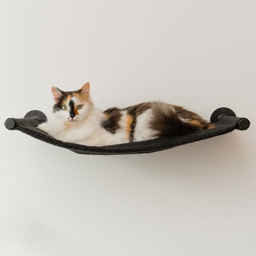 Katzenhängematte Katzenwandregal Katzenbett Wandmontage Katzenmöbel Katzenhängematte für Wand Schwebende Katzenregal Unterstützung bis zu 15.0 kg Schwarze Hängematte von Kitsune Garden