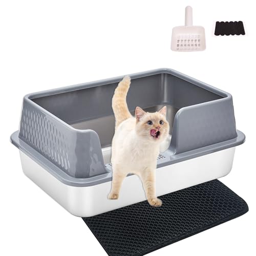 Kittenhood 20 cm hohe Katzentoilette aus Edelstahl, Grau von Kittenhood