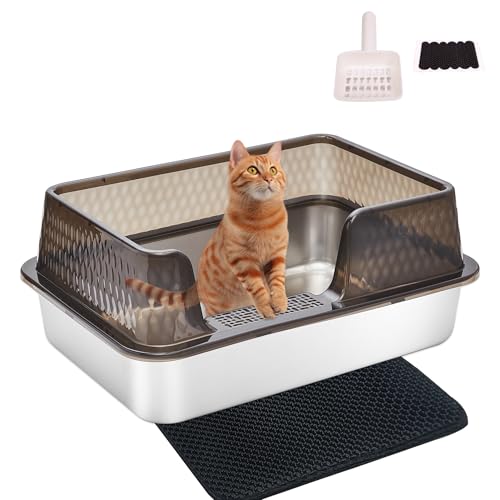 Kittenhood 20 cm hohe Katzentoilette aus Edelstahl, Schwarz von Kittenhood