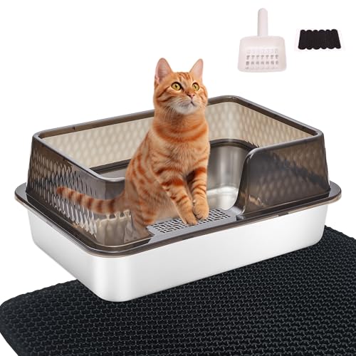 Kittenhood 20 cm hohe Katzentoilette aus Edelstahl, Schwarz von Kittenhood