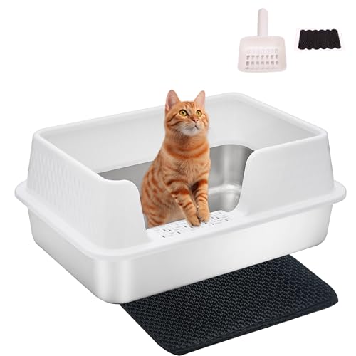 Kittenhood 20 cm hohe Katzentoilette aus Edelstahl, Weiß von Kittenhood