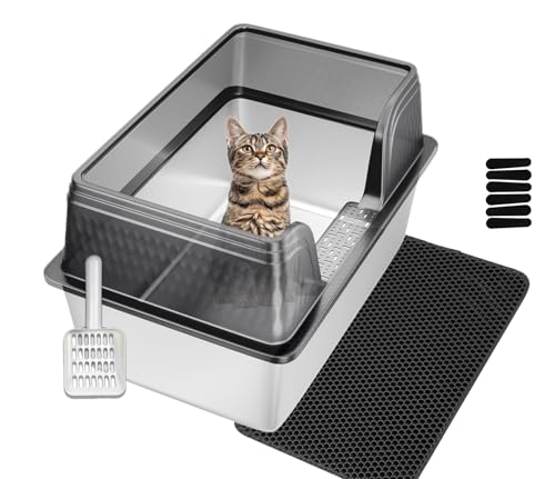 Kittenhood XL Extra große Stahltoilette 30 cm H transparent schwarz von Kittenhood