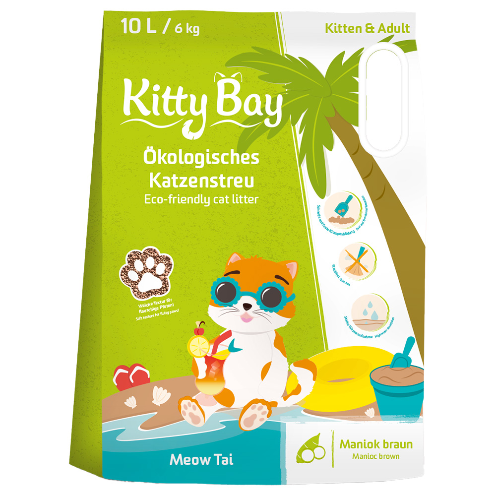 KittyBay Ökologische Katzenstreu Meow Tai Brauner Maniok - 10 l (6 kg) von Kitty Bay