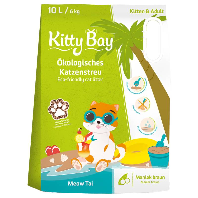 KittyBay Ökologische Katzenstreu Meow Tai Brauner Maniok - Sparpaket: 3 x 10 l (18 kg) von Kitty Bay