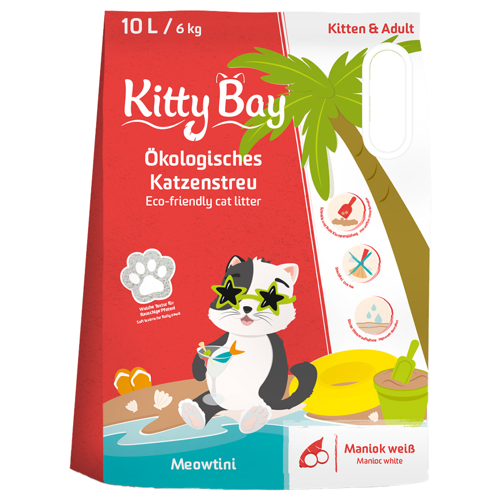 KittyBay Ökologische Katzenstreu Meowtini Weißer Maniok - Sparpaket: 3 x 10 l (18 kg) von Kitty Bay