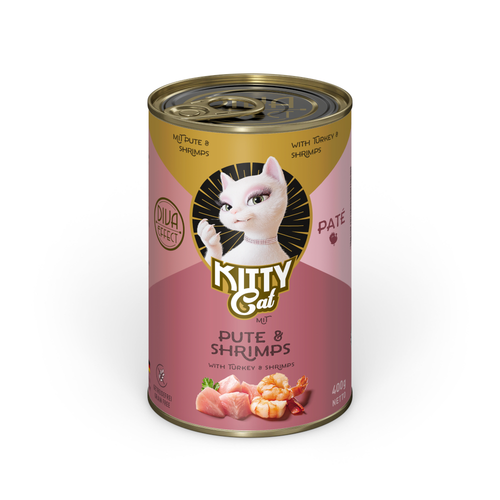 5 + 1 gratis! 6 x 400 g KITTY Cat Adult Pate  - Pute & Shrimps von Kitty Cat