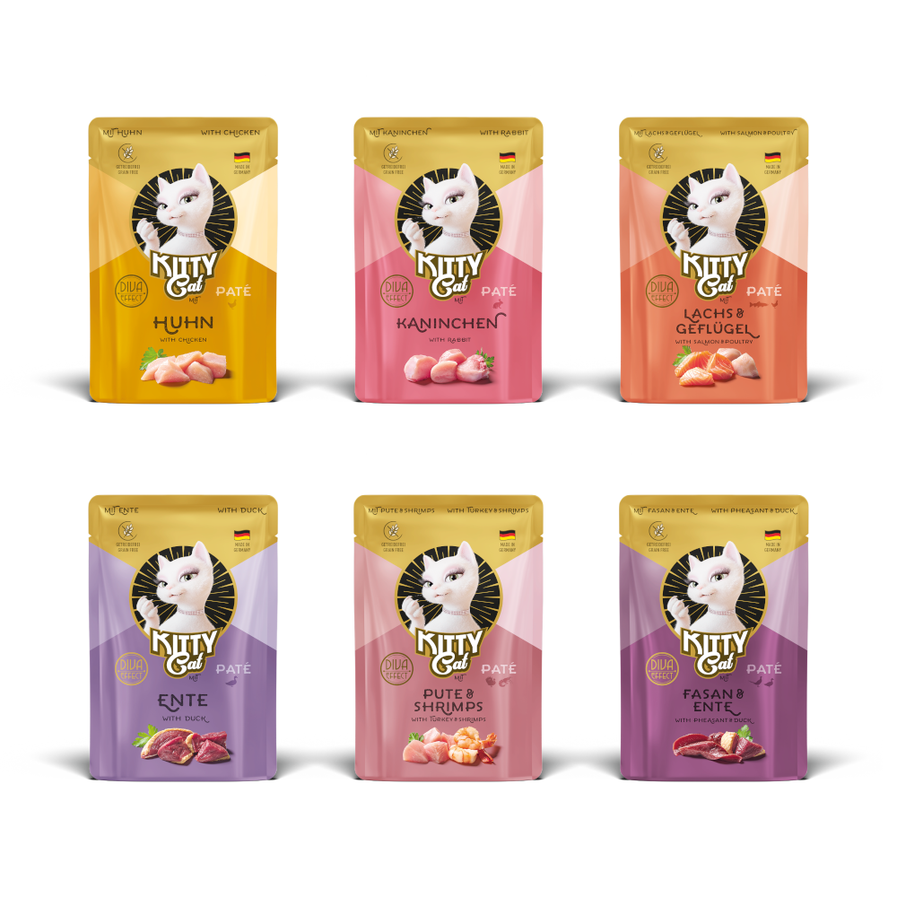 Sparpaket KITTY Cat Paté 24 x 85 g - Mixpaket II (6 Sorten) von Kitty Cat