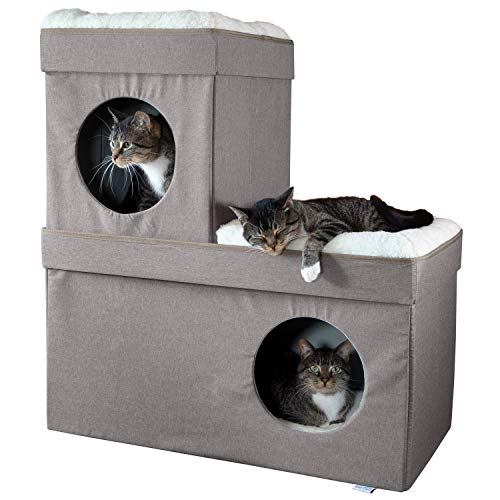 Kitty City Large Stackable Tan Cat Condo, Cat Cube, Cat House, Pop Up Bed, Cat Ottoman von Kitty City