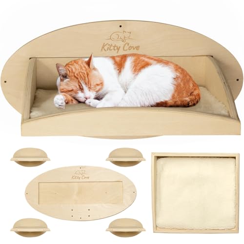 Kitty Cove Katzen-Wandregale – Katzenregal mit gemütlichem Kissen, stabiles Schweberegal mit einfacher Installation und Beschlägen, perfekte Katzenhängematte für die Wand, bequeme Katzenwandmöbel von Kitty Cove