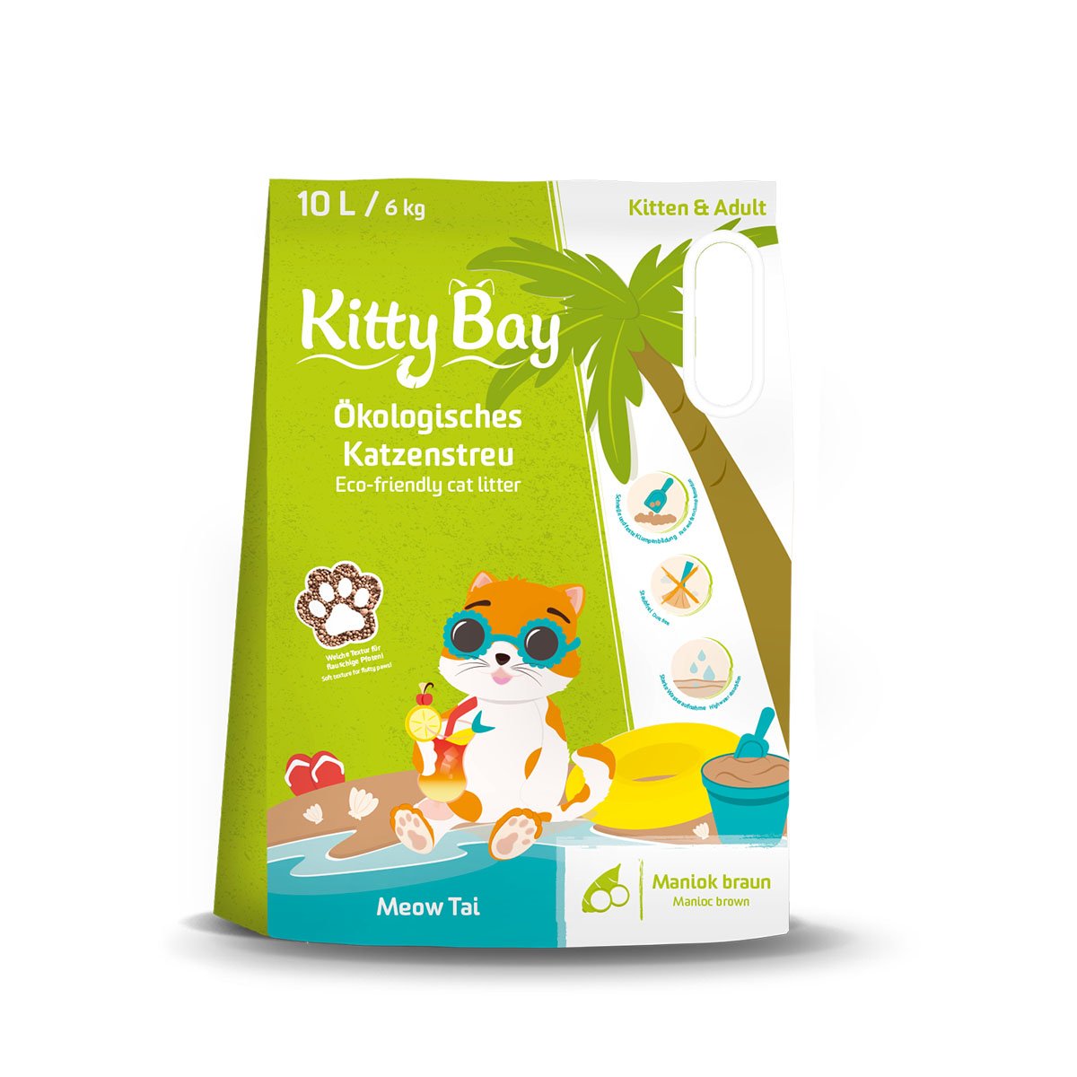 Kitty Bay Ökologische Katzenstreu - Meow Tai - Maniok braun 10L von Kitty Bay