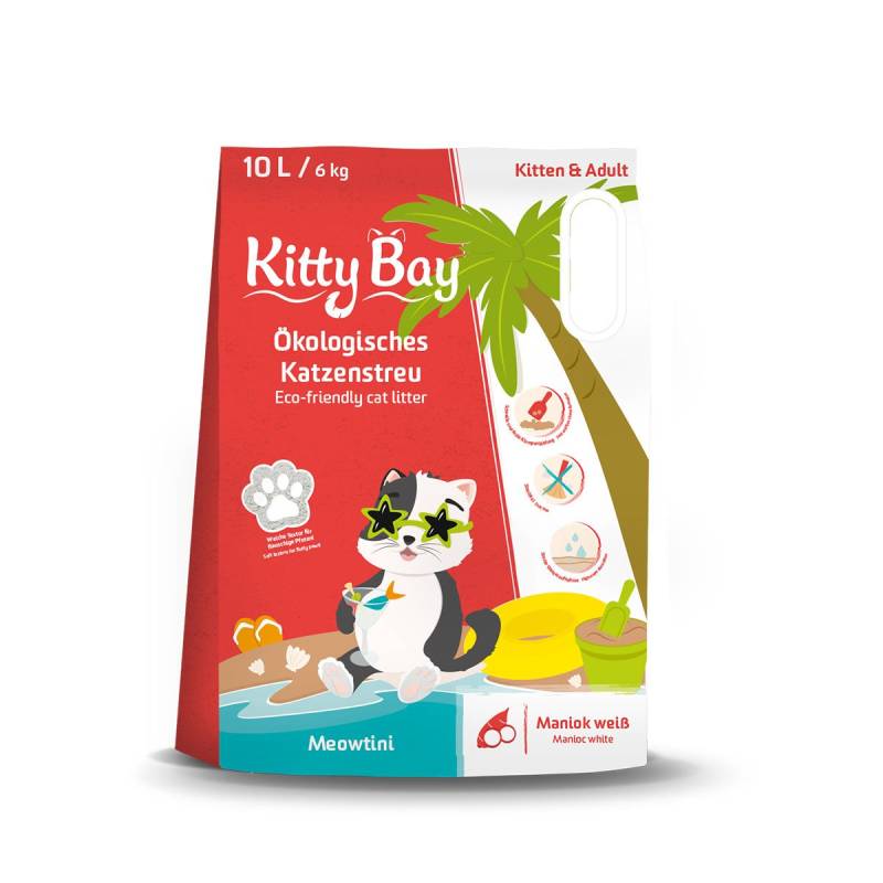 Kitty Bay Ökologische Katzenstreu - Meowtini - Maniok weiß 10L von Kitty Bay