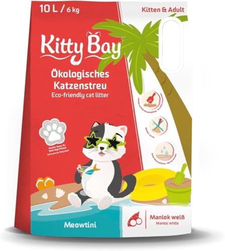 Kitty Bay – Meowtini – ÖKO Katzenstreu klumpend und staubfrei, Maniok weiß, 10 Liter von KittyBay